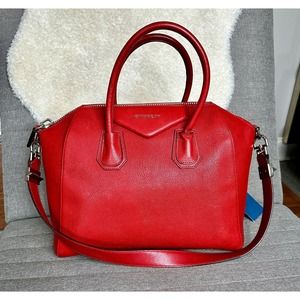 Givenchy Antigona Purse Leather Tote Bag Red Satchel